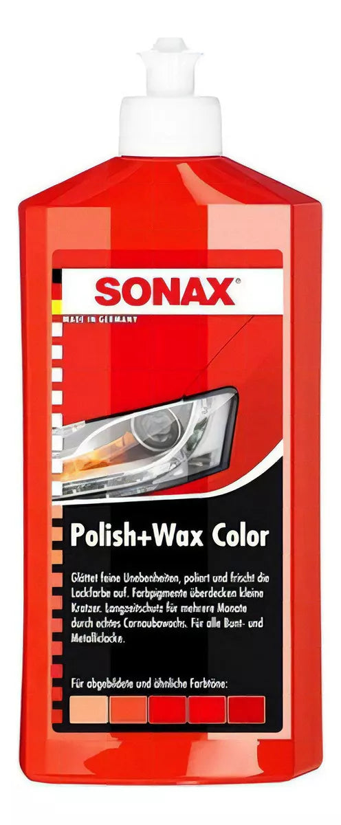 SONAX, Cera con carnauba para pinturas rojas, 500ML